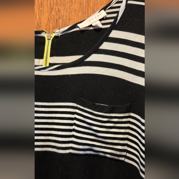Kenar Black * White Striped Short Sleeve Tee SzL - Picture 3 of 7